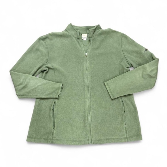 L.L. Bean Sweaters - L.L. Bean Olive Fleece Jacket With Custom Floral Embroidery